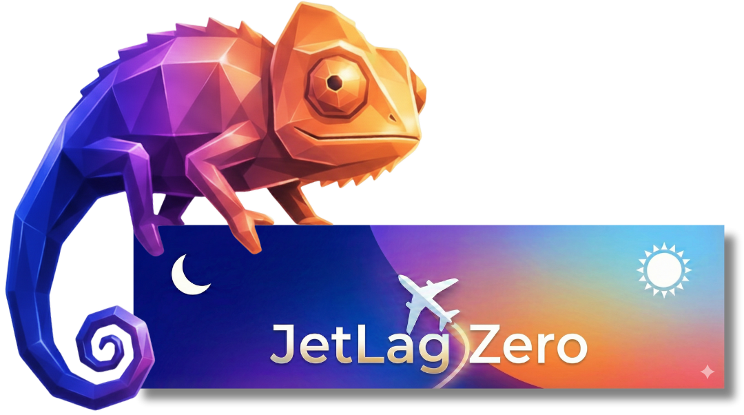 JetLagZero Banner - Circadian rhythm app to sync body clock with destination